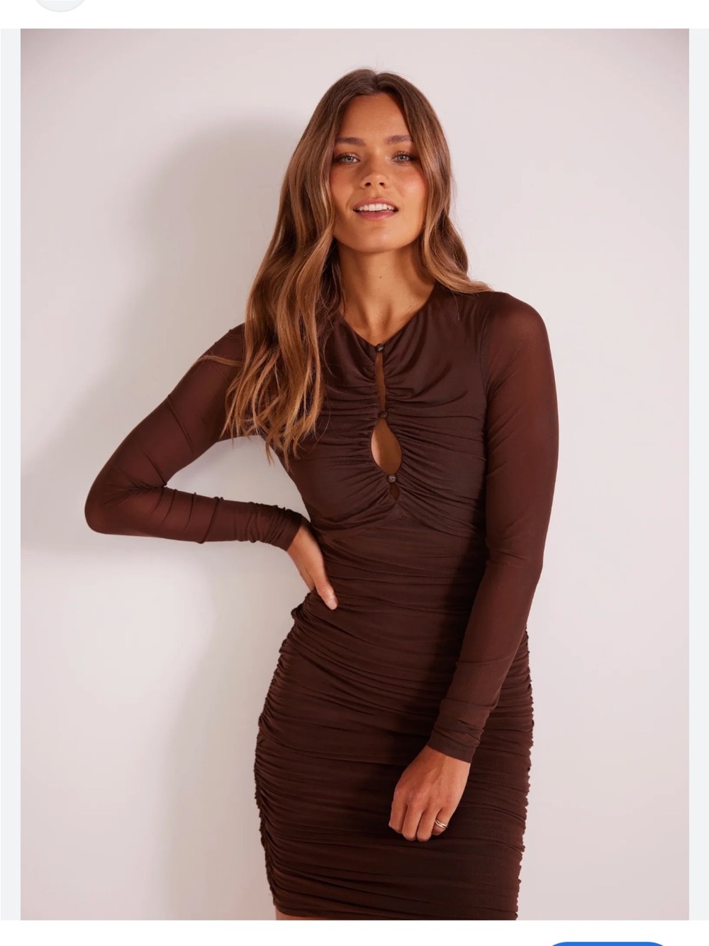 MINKPINK Chocolate Ruched Dress